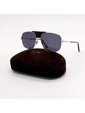 New Tom Ford Tex TF1096 28A Pilot Frames Gray Gold Sunglasses Authentic